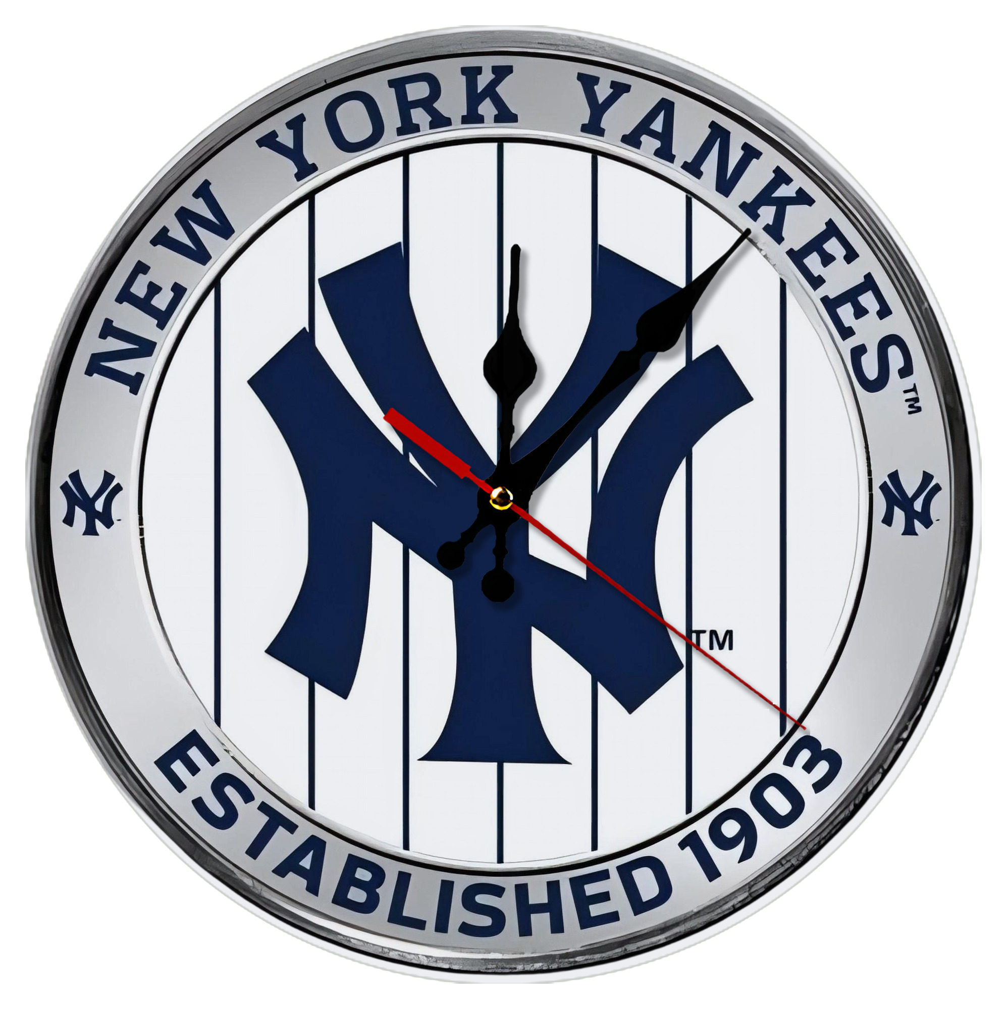 New York Yankees Established 1903 Silent Round Wall Clock – Modern & Stylish DIY Design, Durable Wood Construction, Easy To Install – Perfect For Office, Bedroom, Living Room, And More